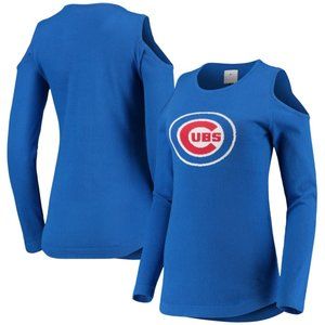 Chicago Cubs Women's Logo Cold Shoulder Sweater - Royal NWT
